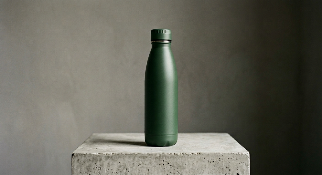 Vacuum-insulated stainless steel water bottle, matte dark green