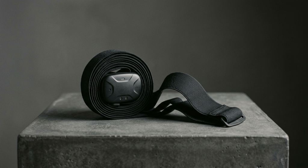 Black chest-strap heart rate monitor